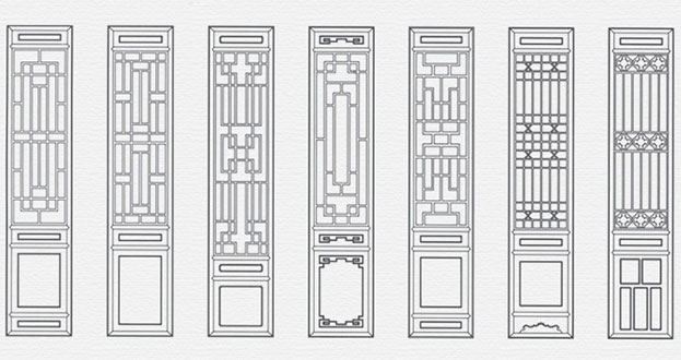 张家界常用中式仿古花窗图案隔断设计图